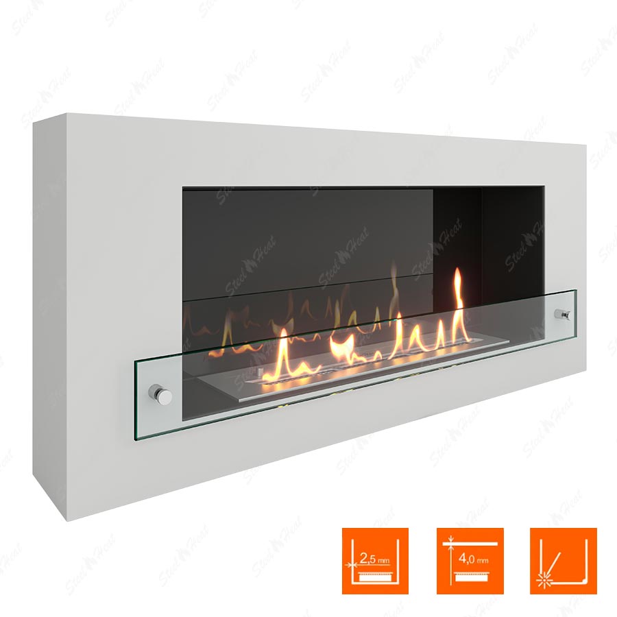 Биокамин SteelHeat WALL 900 белый (стекло + стемалит) по цене 37 500 руб.