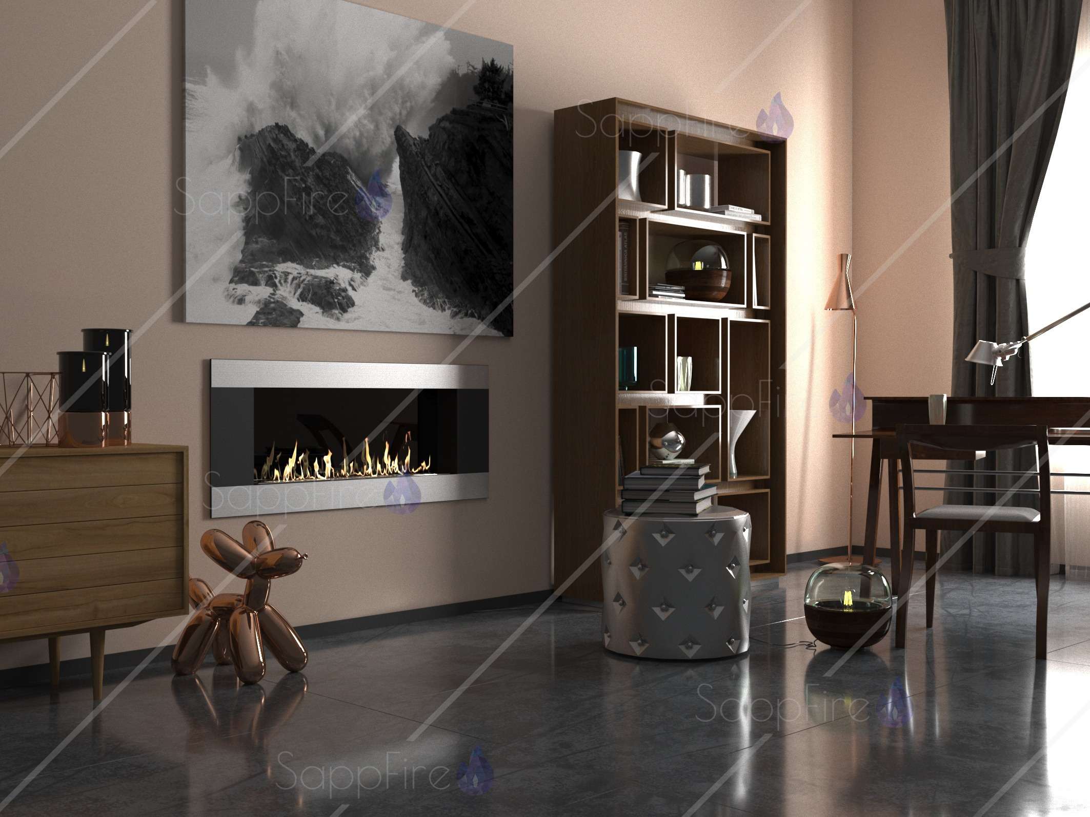 Биокамин Mercury Horizontal 1500 SappFire по цене 56 400 руб.