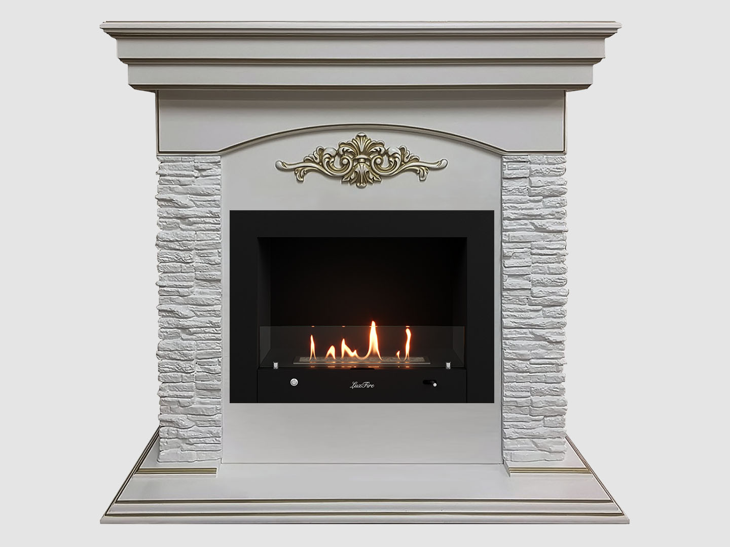 Каминный портал МДФ "Лондон 1060" с биокамином Lux Fire "Фаер Бокс 4-25.5" (белый) по цене 109 500 руб.