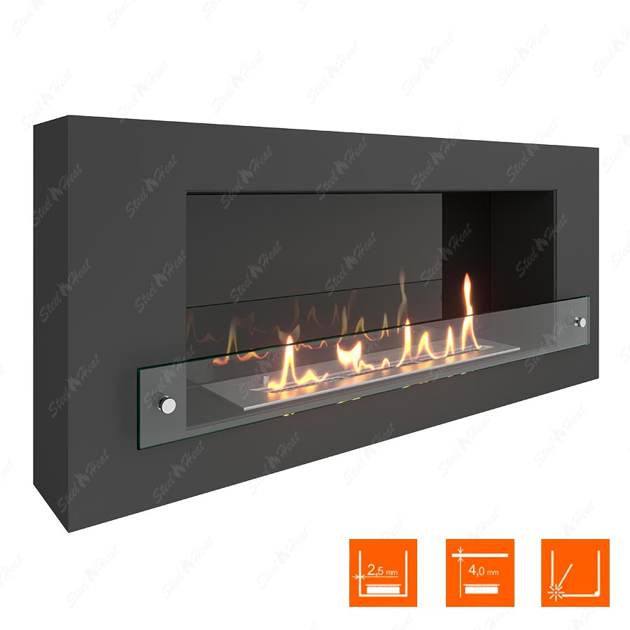Биокамин SteelHeat WALL 900 стекло + стемалит по цене 37 500 руб.
