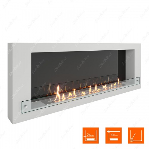 Биокамин SteelHeat WALL 1500 белый (стекло)