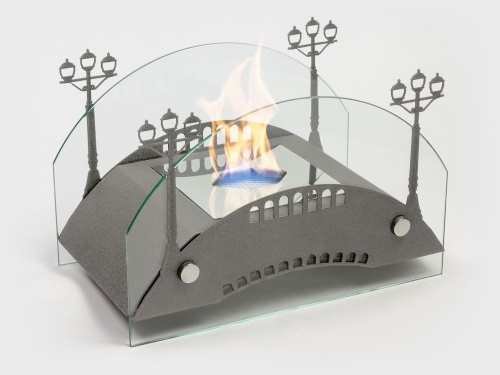 Настольный биокамин Lux Fire "Пушкинский мост" М (серебро)