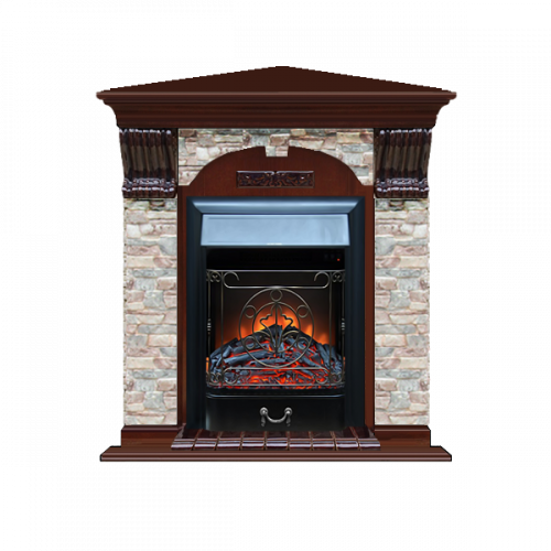 Арочный Грот цветной угловой (красное дерево)+Majestic Black