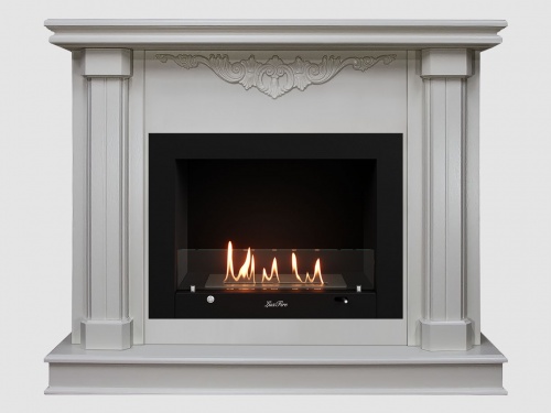 Каминный портал МДФ "Лукас 1080" с биокамином Lux Fire "Фаер Бокс 3-25.5" (белый)