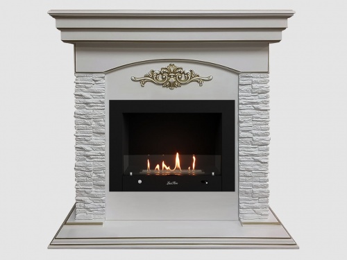 Каминный портал МДФ "Лондон 1060" с биокамином Lux Fire "Фаер Бокс 4-25.5" (белый)