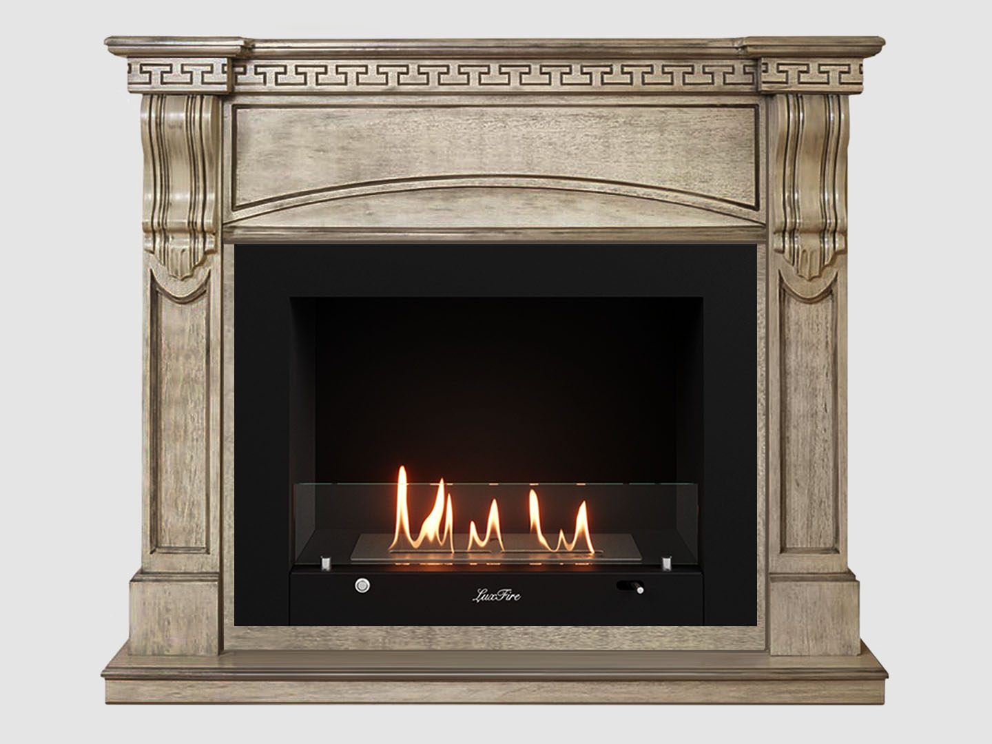 Каминный портал МДФ "Мюнхен 1250" с биокамином Lux Fire "Фаер Бокс 3 - 30" (бежевый) по цене 104 600 руб.