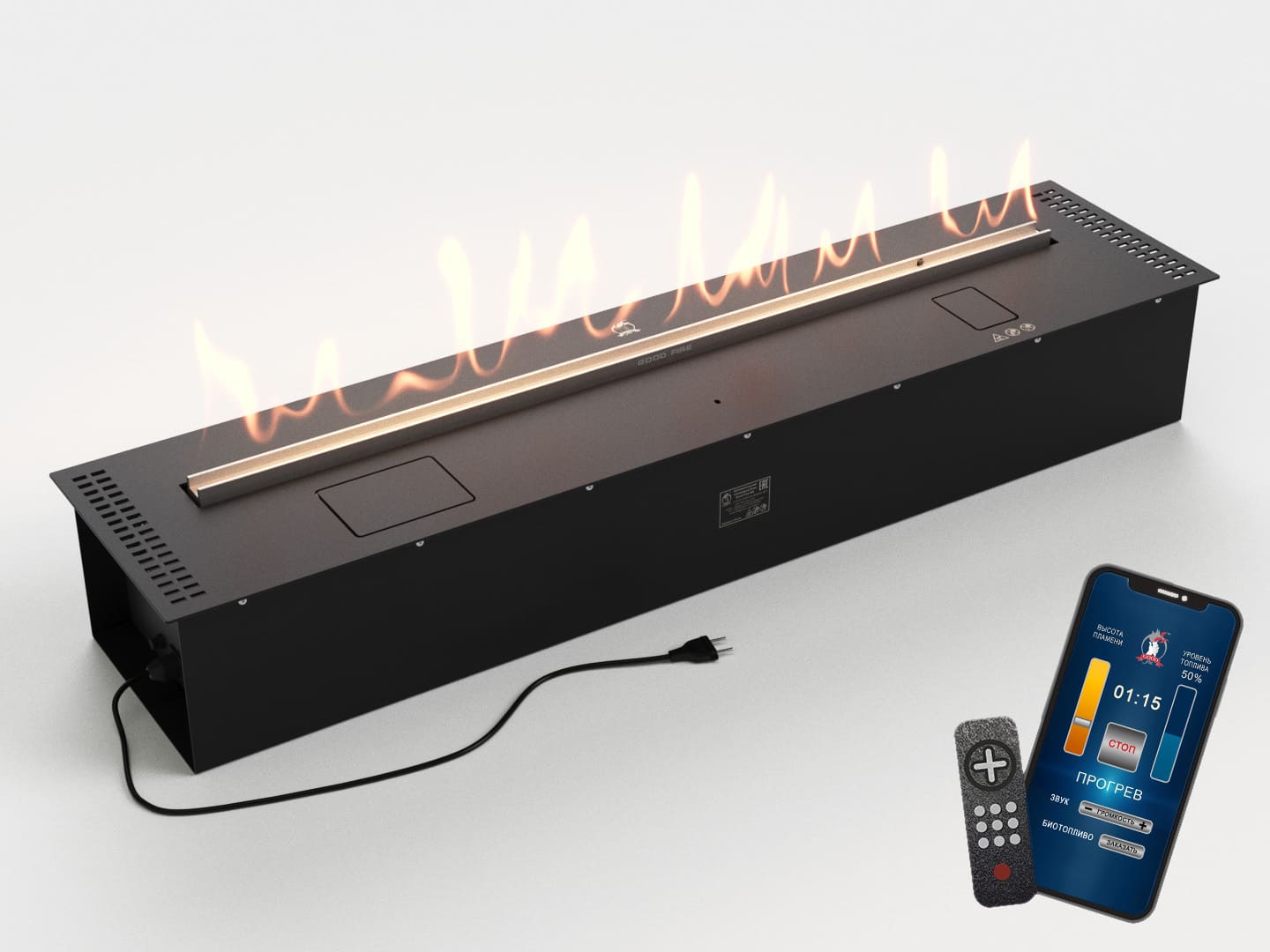 Автоматический биокамин Lux Fire Smart Flame 1200 RC Black по цене 385 770 руб.