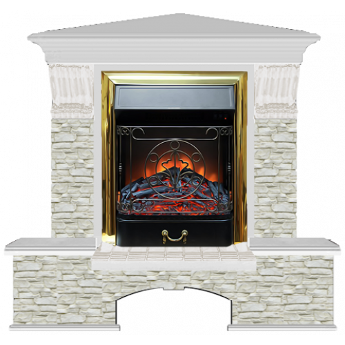 Бостон К Грот однотонный угловой (беленый дуб)+Majestic Brass