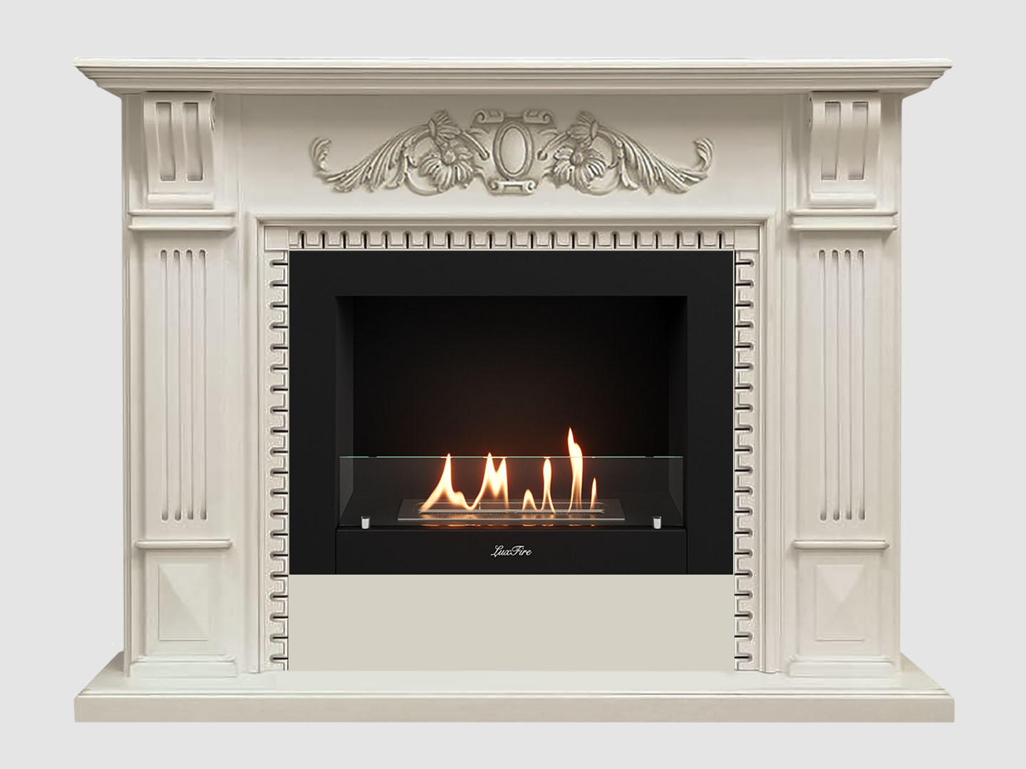 Каминный портал МДФ "Белфаст Люкс 1350" с биокамином Lux Fire "Фаер Бокс 2-25.5" (белый) по цене 95 100 руб.