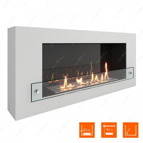 Биокамин SteelHeat WALL 900 белый (стекло + стемалит)