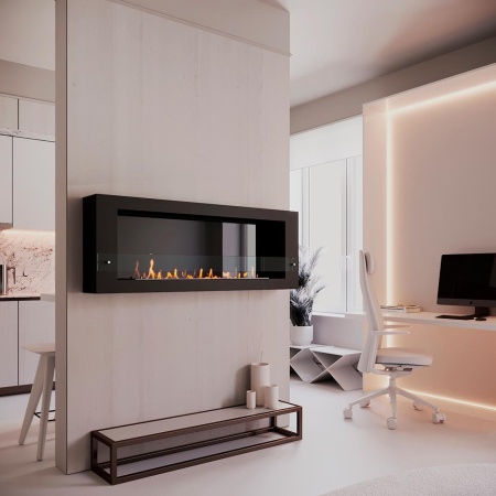 Биокамин SteelHeat WALL  LONG 1500 черный, стекло, стемалит по цене 78 120 руб.