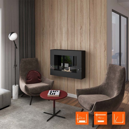 Биокамин SteelHeat WALL GRAND 900 LITE черный, стекло, стемалит по цене 34 755 руб.