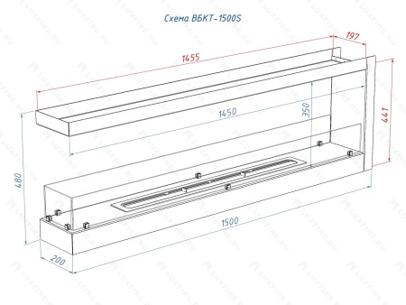 Встроенный биокамин Lux Fire Торцевой 1500 S по цене 71 390 руб.